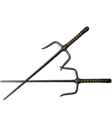Amazon.co.jp: 武具 十手 48CM 黒メッキ 鉄製 釵 サイ 琉球古武術 武
